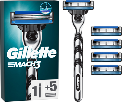 Станок для гоління чоловічий (Бритва) Gillette Mach3 з 5 змінними картриджами (7702018610181)