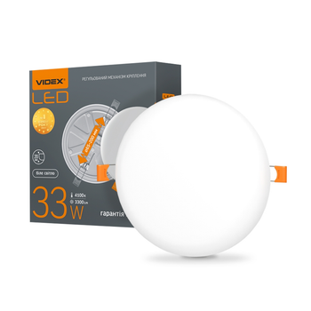 LED светильник безрамочный круглый VIDEX 33W 4100K VL-DLFR-334