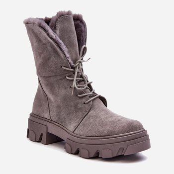 Жіночі зимові черевики високі Frendo 37 Сірі (5905677930900)