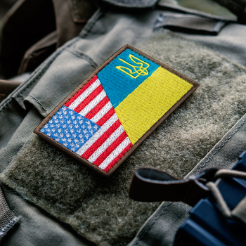 Набір шевронів 2 шт на липучці Прапор США та Україна/США, вишитий патч нашивка 5х8 см