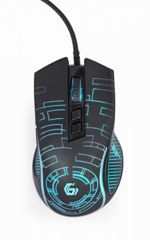 Миша Gembird MUSG-RGB-01, оптика, Black USB, 3600 DPI, подсветка