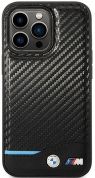 Etui plecki BMW Leather Carbon do Apple iPhone 13/13 Pro Black (3666339125424)