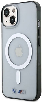 Etui plecki BMW MagSafe Silver Ring do Apple iPhone 14 Transparent (3666339122348)