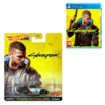 Набір Машинка Premium Hot Wheels Porsche Cyberpunk 2077 Porsche 911 Turbo (930) Rep. Entertainment 1:64 HCP04 Grey + Гра Sony PlayStation 4 Російська Озвучка