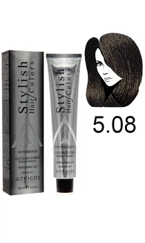 Atricos Stylish hair colors Перманентний барвник із низьким вмістом аміаку 5.08 - Темний лісовий горіх
