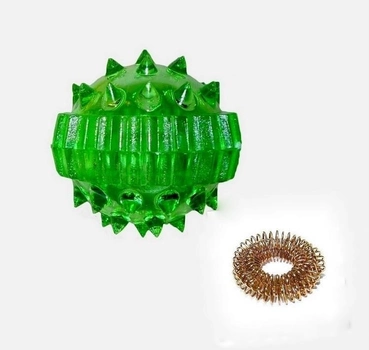 Масажна кулька Су Джок для інтенсивної дії + 1 кільцева пружина (зелений)
