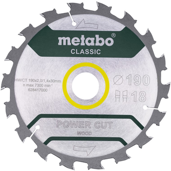 Пильное полотно Metabo Power cut wood - classic 190 x 30 Z18 WZ 5° (628417000)
