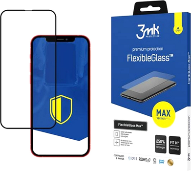 Szkło Hybrydowe z wzmocnionymi krawędziami 3MK FlexibleGlass dla Max iPhone 13 Pro Max 6.7" Black (5903108436540)