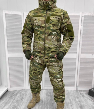 Армейский зимний водонепроницаемый костюм Softshell (куртка и штаны) на флисе и синтепоне (Камуфляж Мультикам) M