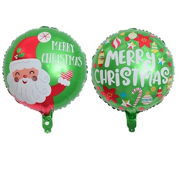 Новогодний Шар Круглый Двухсторонний Merry Christmas Рождество 45см (18") | Зеленый