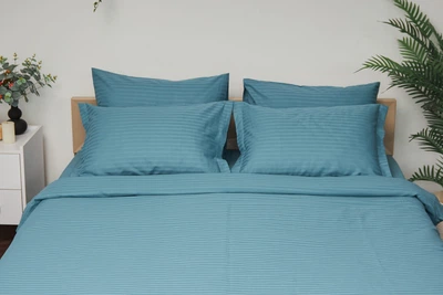 Комплект постельного белья Moon&Star Полуторный 143х210 см Stripe Green Satin Stripe (MS-820000570)