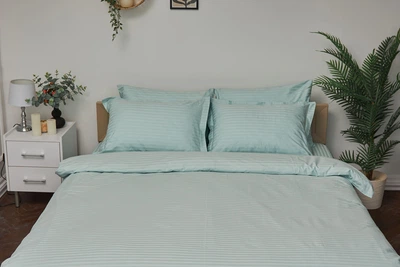 Комплект постільної білизни Moon&Star Сімейний 160х220х2 см Stripe Mint Satin Stripe (MS-820000623)