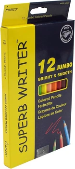 Олівці кольорові Marco Superb Writer Jumbo з точилкою 12 кольорів товсті (4400-12CB)