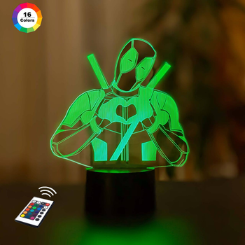 Нічник-світильник 3D "Дедпул 4" 3DTOYSLAMP 19х17 см (osv0001183)