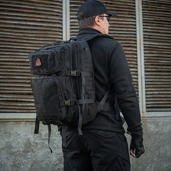 Рюкзак тактический (36 л) M-Tac Large Assault Pack Laser Cut Армейский Black (Черный) с D-кольцом