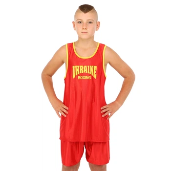 Форма для бокса детская боксерская форма Zelart Ukraine 8942 размер L (135-145см) Red-Yellow