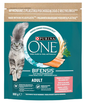 Сухий корм для дорослих котів Purina One лосось та цільні зерна 800 г (8002205358902)