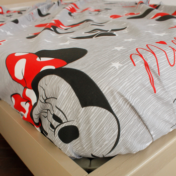 Простынь на резинке Бязь Minnie Mouse Серый 180*200 высота 25 см