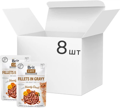 Вологий корм для кішок Brit Care Fillets in Gravy Hearty Duck з філе качки у соусі 85 г