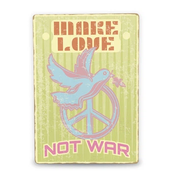 Дерев'яний постер Make love not war А5