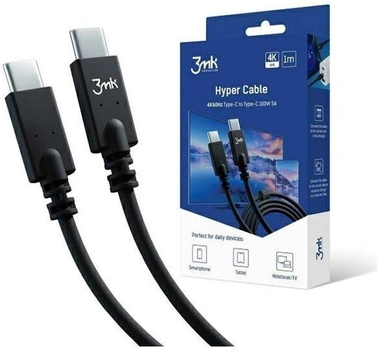 Кабель 3MK Hyper Cable USB Type-C - USB Type-C 1 м Black (5903108464550)
