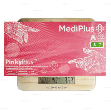 Нітрилові рукавички MediPlus, щільність 3.3 г. — рожеві PinkyPlus (100 шт.) S (6-7)