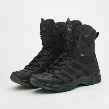 Универсальные кожаные Берцы с Мембраной Winterfrost / Демисезонные Ботинки на гибкой подошве черные размер 47