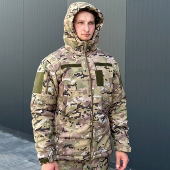 Зимняя мужская Куртка Softshell на флисе с Капюшоном и Липучками под шевроны мультикам размер L