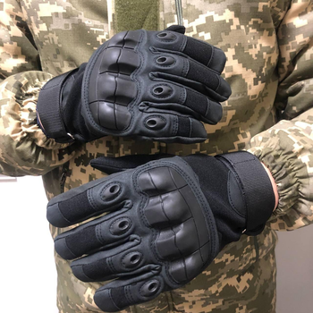 Плотные штурмовые перчатки с Мембраной и защитными Накладками черные размер XL