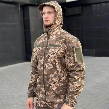 Мужская демисезонная Куртка B&L Softshell с Системой Вентиляции и функциональными Карманами пиксель размер 6XL