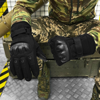 Плотные зимние перчатки на флисе с защитными накладками и антискользящим покрытием черные размер универсальный