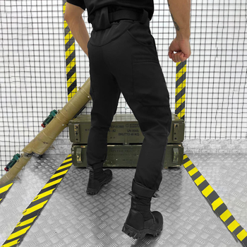 Утепленные мужские Брюки SoftShell с Высоким Поясом / Плотные Брюки на флисе черные размер 2XL