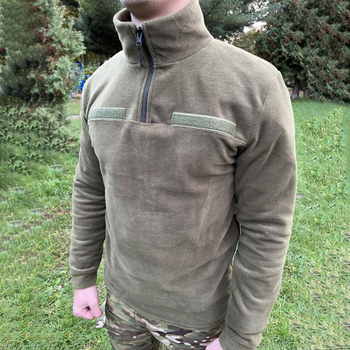 Чоловічий флісовий джемпер з високим коміром та велкро панелями / Фліска у кольорі олива розмір 54
