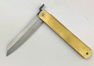 Нож складной Higonokami 120 mm, Aogami сталь, рукоятка - латунь, Honmamon (1115373)