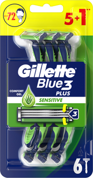 Одноразові станки для гоління чоловічі Gillette Blue 3 Sensitive 5+1 шт (7702018490134)