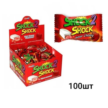 Жувальна гумка Shock2shock ( з рідкою серединою з ароматом вишні) 100 шт/упаковка. Saadet