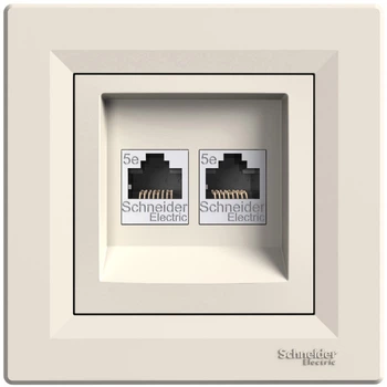 Розетка компьютерная с рамкой RJ45 UTP кат.5Е Asfora слоновая кость ABS [EPH4400123] Шнейдер Электрик