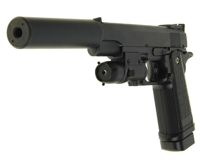 Страйкбольный пистолет Кольт 1911 (Colt M1911) Galaxy G6A с глушителем и ЛЦУ