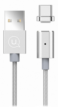 Магнітний кабель Usams USB - USB Type-C швидка зарядка 1.2 м Silver (6958444943978)