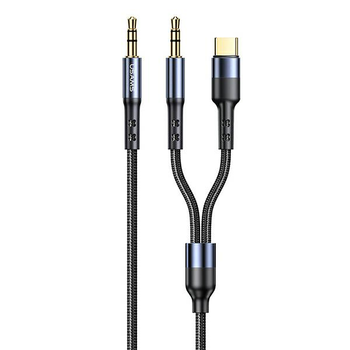 Kabel pleciony Usams 2 w 1 USB + 3.5 mm (mini-jack) - 3.5 mm (mini-jack) 1.2 m (6958444977300)
