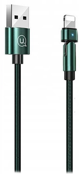 Kabel pleciony obrotowy Usams USB - Apple Lightning 1 m Zielony (6958444929255)