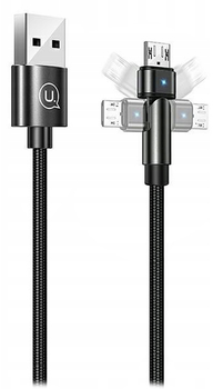 Kabel pleciony obrotowy Usams USB - Micro-USB 1 m czarny (6958444929286)