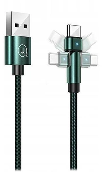 Плетений поворотний кабель Usams USB - USB Type-C 1 м Green (6958444929279)