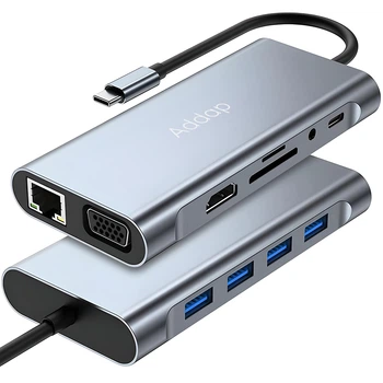 Мультифункциональный USB-хаб на 11 портов Digital Lion MH13, Type-C разветвитель для макбука: 4 x USB 3.0/USB-C/HDMI/Ethernet/VGA/SD/TF/3.5mm