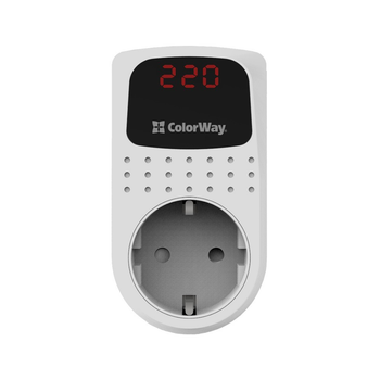 Реле напруги ColorWay (16A/3680W) 150V-210V/230V-280V DS2 white (CW-VR16-02D)