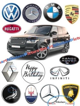 Сахарна їстівна картинка машина BMW Ø5см, вис.9*16см для чоловіка на торт (SNP - 00353)