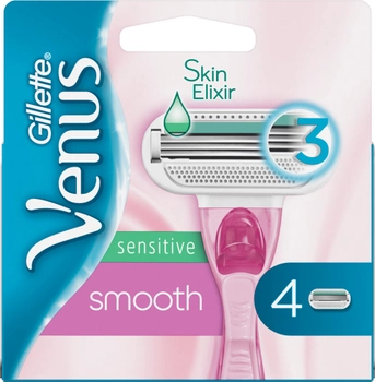 Змінні картриджі (леза) для гоління жіночі Venus Smooth Sensitive 4 шт. (7702018575381)