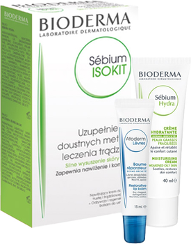 Набір для догляду за обличчям Bioderma Sebium Isokit Крем для обличчя 40 мл + Бальзам для губ 15 мл (3401326447246)