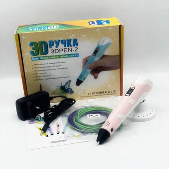 3D ручка для рисования c LCD дисплеем и набором эко пластика 3DPen-2 Pink
