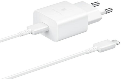 Мережевий зарядний пристрій Samsung Fast Charge 15 W + кабель USB-C/USB-C White (EP-T1510XWEGEU)